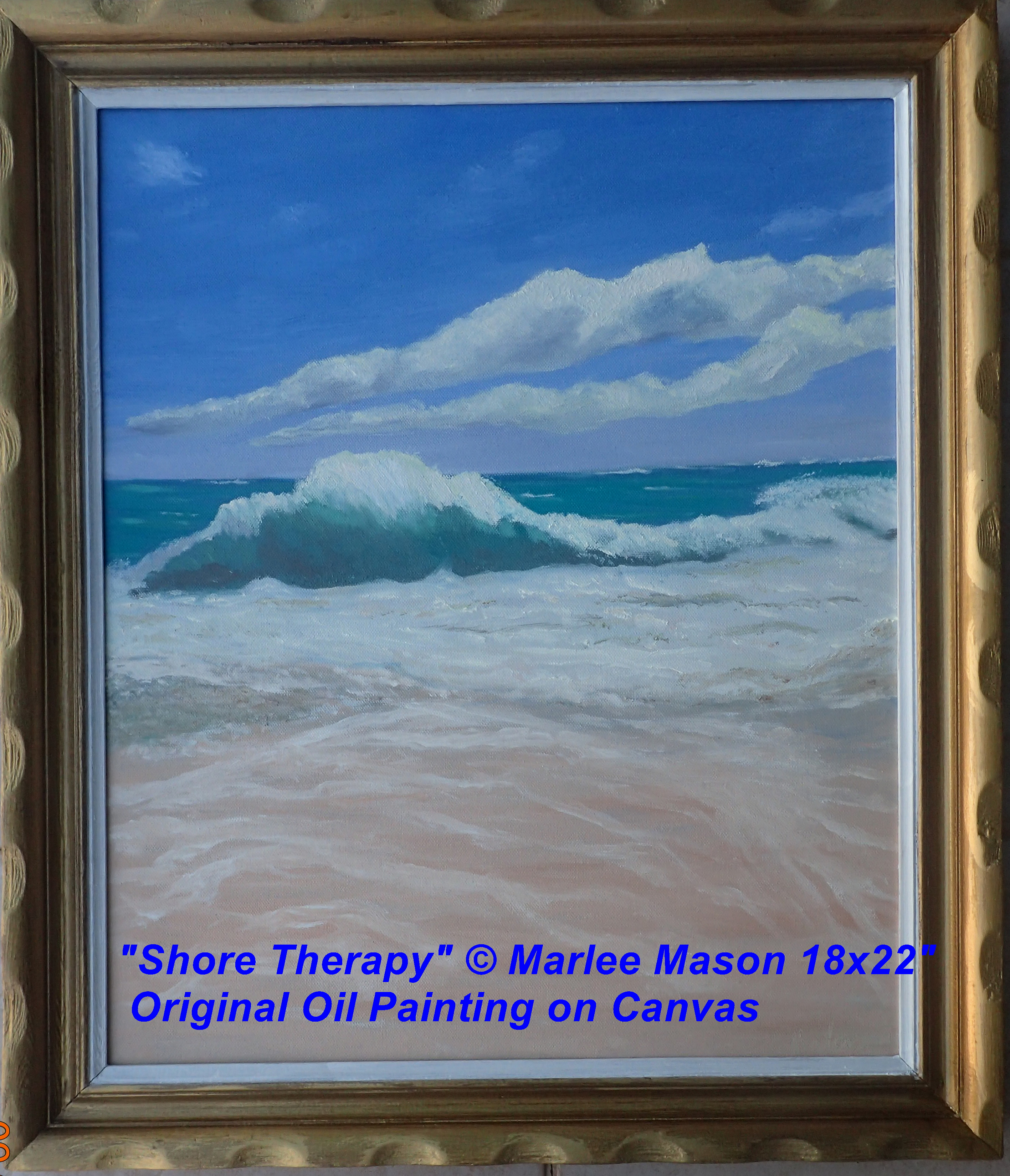 Original Oil on Canvas 18"x22" © Marlee Mason        2020 has been a year of non stop effort in recovery from 2019 Hurricane Dorian.  As a mental health break we need some time at the shore,  just to